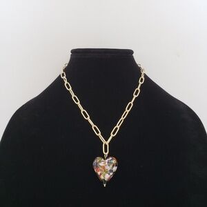 Sterling Silver 925 Murano Glass Heart Pendant Necklace